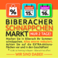 Ab diesen beiden Tagen findet in Biberach der Schnäppchen Markt statt und WIR SIND DABEI! SM_flyer_24